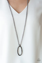 Load image into Gallery viewer, Paparazzi Industrial Confidence - Multi - Bold Gunmetal Pendant - Silver and Gunmetal Chains - Necklace &amp; Earrings - $5 Jewelry With Ashley Swint