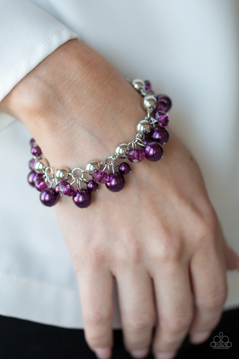 Paparazzi Kensington Kiss - Purple Pearls - Silver Chain - Bracelet - $5 Jewelry With Ashley Swint