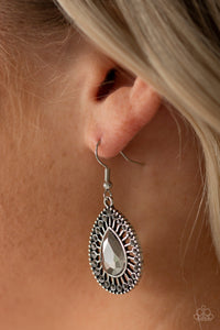 Paparazzi Limo Service - Silver - Teardrop Hematite Rhinestone - Earrings - $5 Jewelry With Ashley Swint