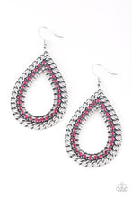 Load image into Gallery viewer, Paparazzi Mechanical Marvel - Pink Rhinestones - Antiqued Chain Links - Earrings - $5 Jewelry With Ashley Swint