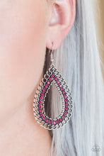 Load image into Gallery viewer, Paparazzi Mechanical Marvel - Pink Rhinestones - Antiqued Chain Links - Earrings - $5 Jewelry With Ashley Swint