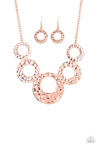 Paparazzi Mildly Metro - Copper - Hammered Circles - Necklace & Earrings - $5 Jewelry with Ashley Swint