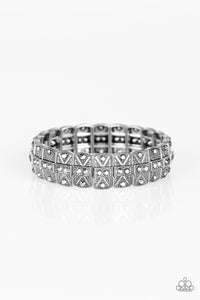 Paparazzi Modern Magnificence - Silver - Hematite Rhinestones - Silver Stretchy Band Bracelet - $5 Jewelry with Ashley Swint