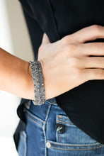 Load image into Gallery viewer, Paparazzi Modern Magnificence - Silver - Hematite Rhinestones - Silver Stretchy Band Bracelet - $5 Jewelry with Ashley Swint