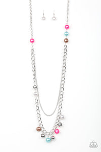 Paparazzi Modern Musical - Multi - Pink, Blue, Silver, White, Brown Pearls - Silver Necklace & Earrings - $5 Jewelry with Ashley Swint