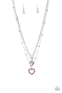 Paparazzi Never Miss a Beat - Red Rhinestones Heart - Necklace & Earrings - $5 Jewelry with Ashley Swint