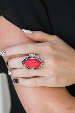 Paparazzi Open Range - Red - Fiery Stone - Ornate Silver - Ring - $5 Jewelry with Ashley Swint