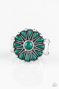 Paparazzi Poppy Pop-tastic - Green Beads - Silver Flower Ring - $5 Jewelry with Ashley Swint