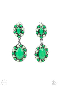 PRE-ORDER - Paparazzi Positively Pampered - Green - Clip On Earrings - $5 Jewelry with Ashley Swint