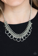 Load image into Gallery viewer, Paparazzi Ring Leader Radiance - Silver - Bold Silver Beads and Hammered Rings Necklace and matching Earrings - $5 Jewelry With Ashley Swint