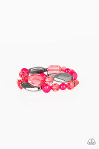 Paparazzi Rockin Rock Candy - Pink Beads - Stretchy Band Bracelet - $5 Jewelry with Ashley Swint
