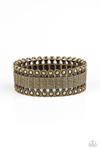 Paparazzi Rustic Rhythm - Brass - Stretchy Band Bracelet - $5 Jewelry with Ashley Swint
