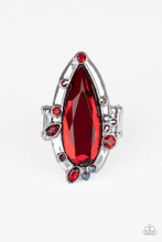 Load image into Gallery viewer, Paparazzi Sparkle Smitten - RED - Iridescent Rhinestones - Teardrop Ring - $5 Jewelry with Ashley Swint