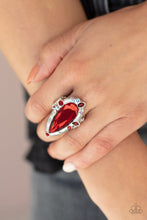Load image into Gallery viewer, Paparazzi Sparkle Smitten - RED - Iridescent Rhinestones - Teardrop Ring - $5 Jewelry with Ashley Swint