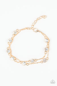 Paparazzi Spotlight Starlight - Gold - White Rhinestones - Adjustable Bracelet - $5 Jewelry with Ashley Swint