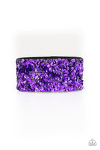 Load image into Gallery viewer, Paparazzi Starry Sequins - Purple Sequins - Black Suede - Wrap / Snap Bracelet - $5 Jewelry With Ashley Swint