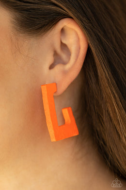 Paparazzi The Girl Next OUTDOOR - Orange - Wooden Earrings - $5 Jewelry with Ashley Swint