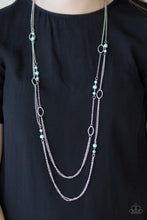 Load image into Gallery viewer, Paparazzi The New Girl In Town - Blue Pearly Beads - Silver Chains Necklace and matching Earrings - $5 Jewelry With Ashley Swint