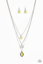 Load image into Gallery viewer, Paparazzi Tide Drifter - Yellow Beads - Triple layered Necklace and matching Earrings - $5 Jewelry With Ashley Swint