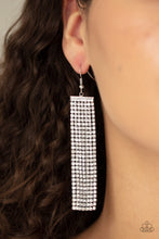 Load image into Gallery viewer, Paparazzi Top-Down Shimmer - White - Rhinestones - Earrings - $5 Jewelry with Ashley Swint