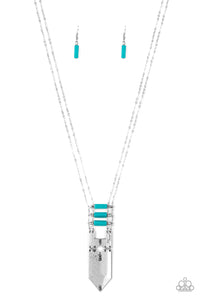 Paparazzi Triassic Era - Blue - Turquoise Stone - Silver Chains Necklace & Earrings - $5 Jewelry with Ashley Swint