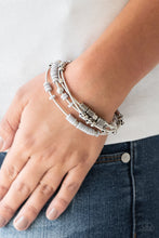 Load image into Gallery viewer, Paparazzi Tribal Spunk - Silver Beading - Set of 4 Stretchy - Bracelets - $5 Jewelry with Ashley Swint