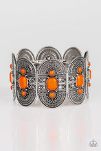 Load image into Gallery viewer, Paparazzi Turn Up The TROPICAL Heat - ORANGE - Faceted Beads - Silver Ornate - Stretchy Bracelet - $5 Jewelry with Ashley Swint