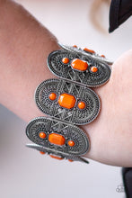 Load image into Gallery viewer, Paparazzi Turn Up The TROPICAL Heat - ORANGE - Faceted Beads - Silver Ornate - Stretchy Bracelet - $5 Jewelry with Ashley Swint