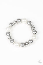 Load image into Gallery viewer, Paparazzi Upper Manhattan - White - Silver Beads - Stretchy Band - Bracelet - $5 Jewelry with Ashley Swint