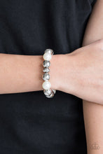 Load image into Gallery viewer, Paparazzi Upper Manhattan - White - Silver Beads - Stretchy Band - Bracelet - $5 Jewelry with Ashley Swint