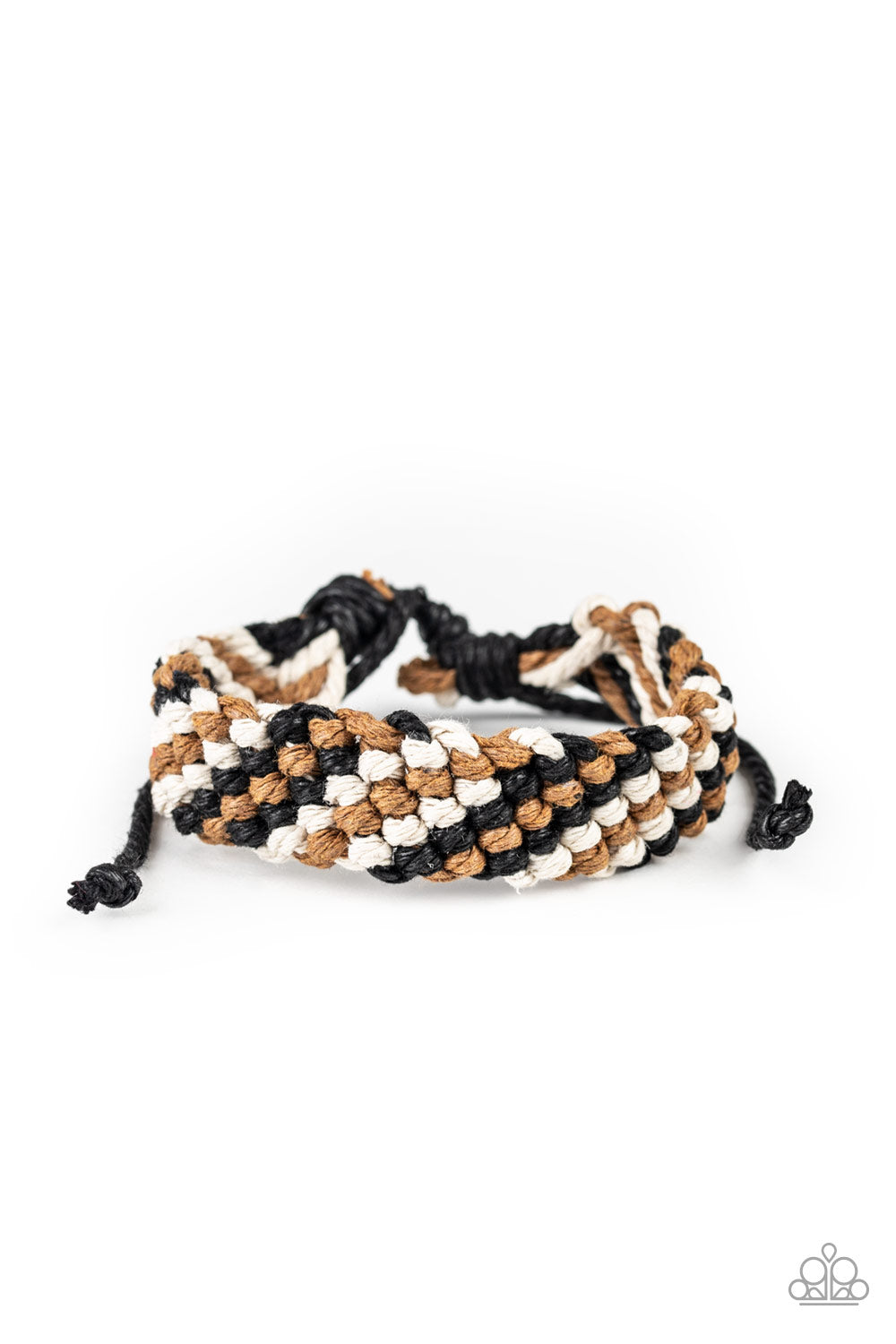Paparazzi WEAVE No Trace - Black - Brown and White Braid - Sliding Knot Bracelet - $5 Jewelry with Ashley Swint