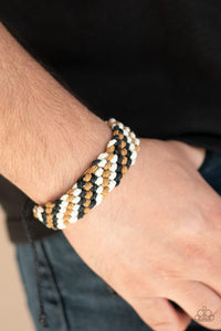 Paparazzi WEAVE No Trace - Black - Brown and White Braid - Sliding Knot Bracelet - $5 Jewelry with Ashley Swint