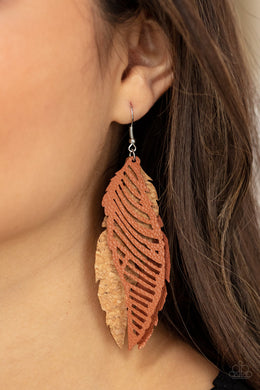 PRE-ORDER - Paparazzi WINGING Off The Hook - Brown - Earrings - $5 Jewelry with Ashley Swint