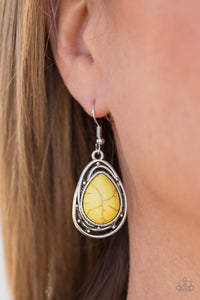 Paparazzi Abstract Anthropology - Yellow Stone - Silver Earrings - $5 Jewelry With Ashley Swint