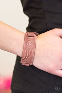 Paparazzi Backwoods Roamer - Brown - Leather Feather Stamped - Bracelet - $5 Jewelry With Ashley Swint