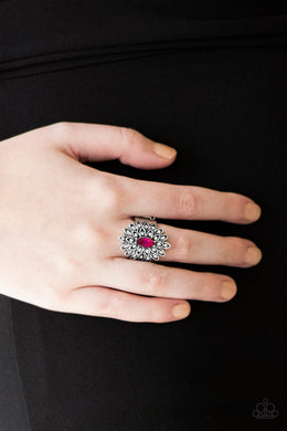 Paparazzi Blooming Fireworks - Pink Marquise Rhinestone - Silver Ring - $5 Jewelry With Ashley Swint