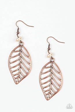 Paparazzi BOUGH Out - Copper Leaf - Earrings - $5 Jewelry With Ashley Swint