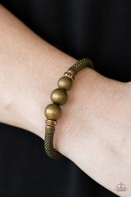 Paparazzi City Campus - Brass - Mesh Chain - Brass Beads - Bracelet - $5 Jewelry With Ashley Swint