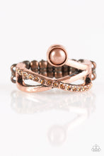 Load image into Gallery viewer, Paparazzi Front GLAM - Copper - Glittery Topaz Rhinestones - Dainty Band Ring - $5 Jewelry With Ashley Swint