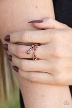 Load image into Gallery viewer, Paparazzi Front GLAM - Copper - Glittery Topaz Rhinestones - Dainty Band Ring - $5 Jewelry With Ashley Swint