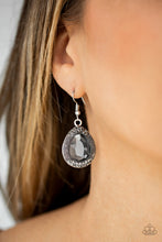 Load image into Gallery viewer, Paparazzi Grandmaster Shimmer - Silver - Smoky Teardrop Gem - Earrings - $5 Jewelry With Ashley Swint