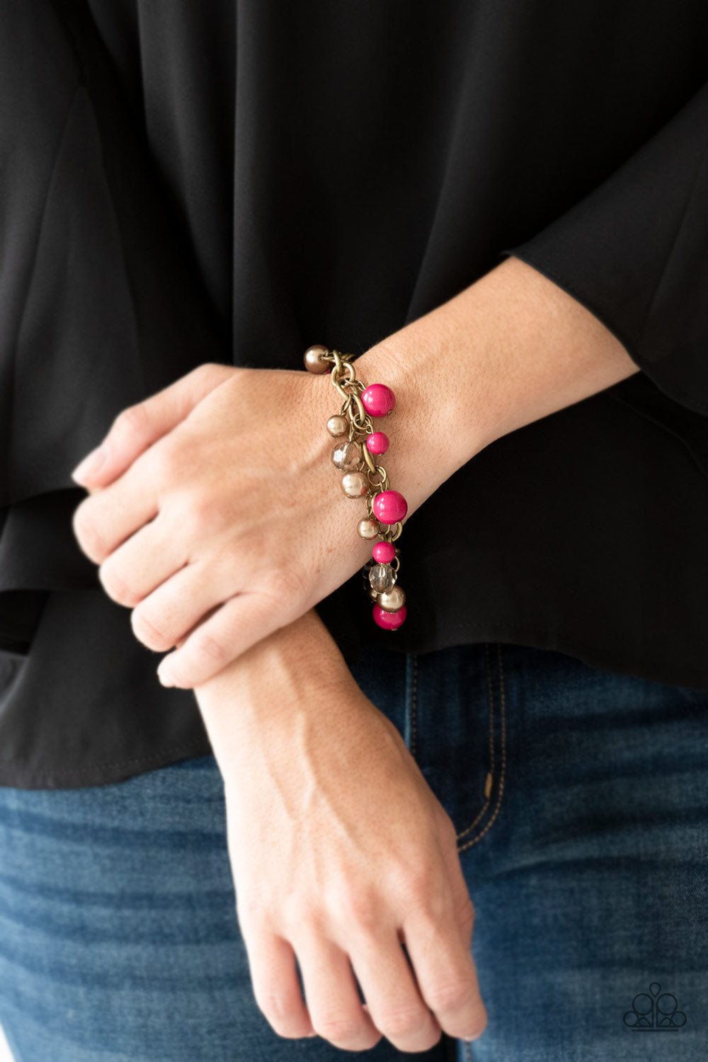 Paparazzi Grit and Glamour - Pink - Bold Brass Chain - Bracelet - $5 Jewelry With Ashley Swint