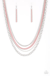 Paparazzi Intensely Industrial - Pink - Necklace and matching Earrings - $5 Jewelry With Ashley Swint