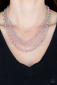 Paparazzi Intensely Industrial - Pink - Necklace and matching Earrings - $5 Jewelry With Ashley Swint
