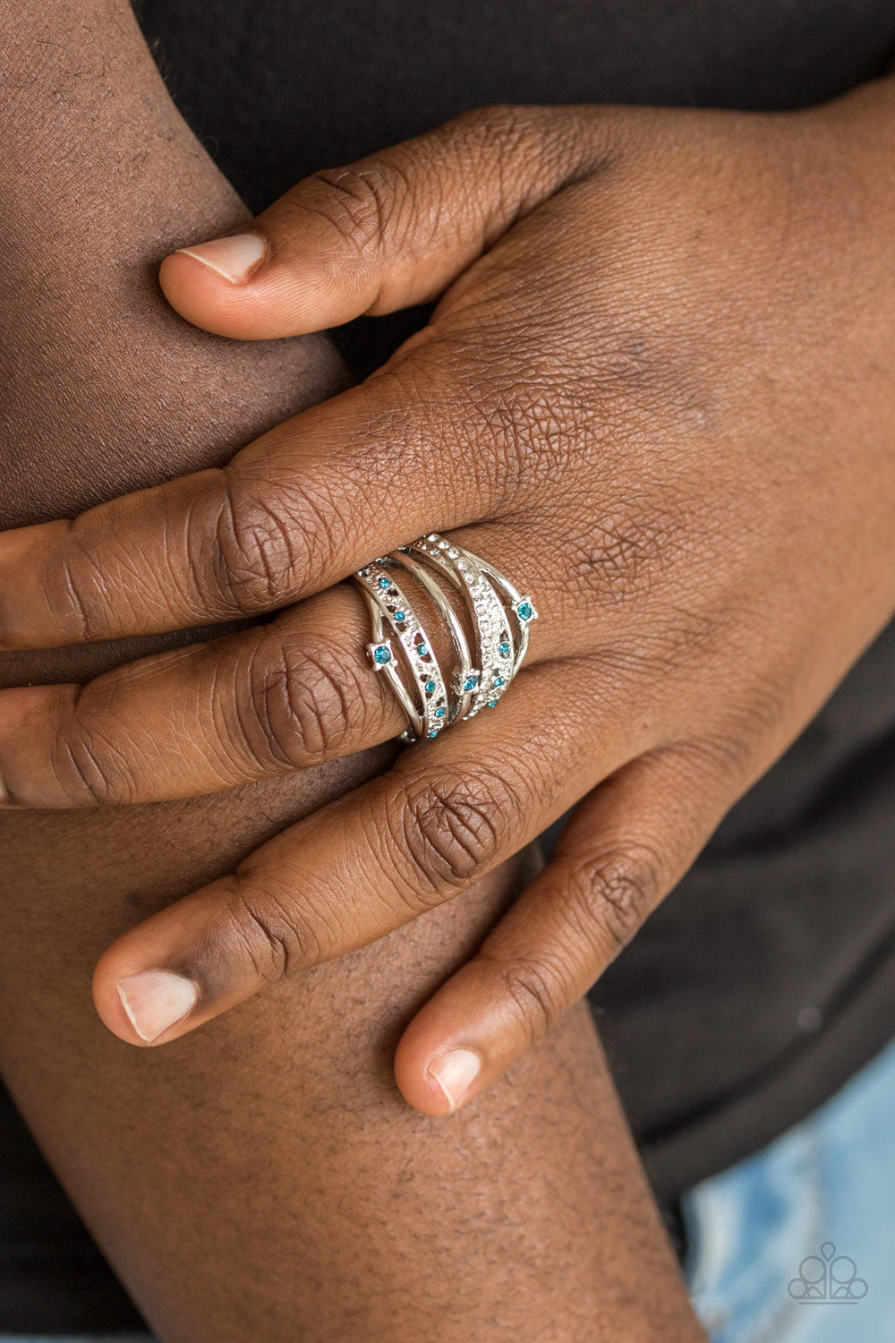 Blue rhinestone ring paparazzi deals