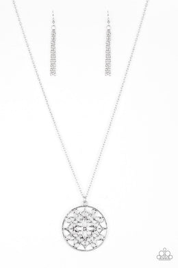 Paparazzi Mandala Melody - Silver - Necklace and matching Earrings - $5 Jewelry With Ashley Swint