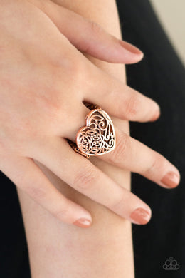 Paparazzi Meet Your MATCHMAKER - Copper - Filigree Heart Ring - $5 Jewelry With Ashley Swint