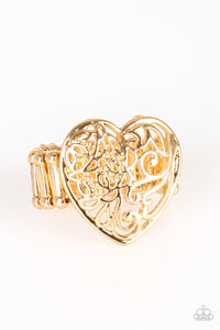 Paparazzi Meet Your MATCHMAKER - Gold - Filigree Heart - Ring - $5 Jewelry with Ashley Swint