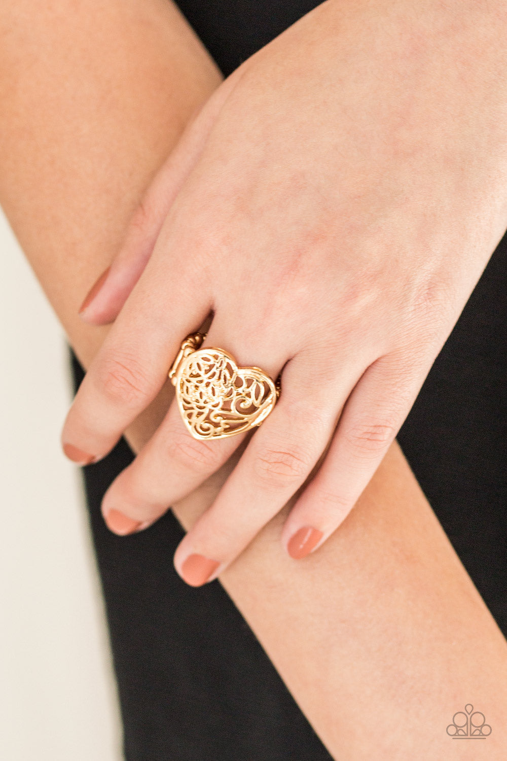 Paparazzi Meet Your MATCHMAKER - Gold - Filigree Heart - Ring - $5 Jewelry with Ashley Swint