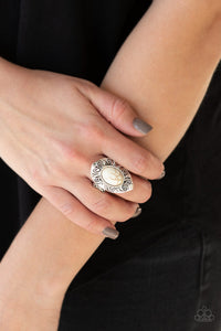 Paparazzi Mega Mother Nature - White Stone - Silver Ring - $5 Jewelry With Ashley Swint